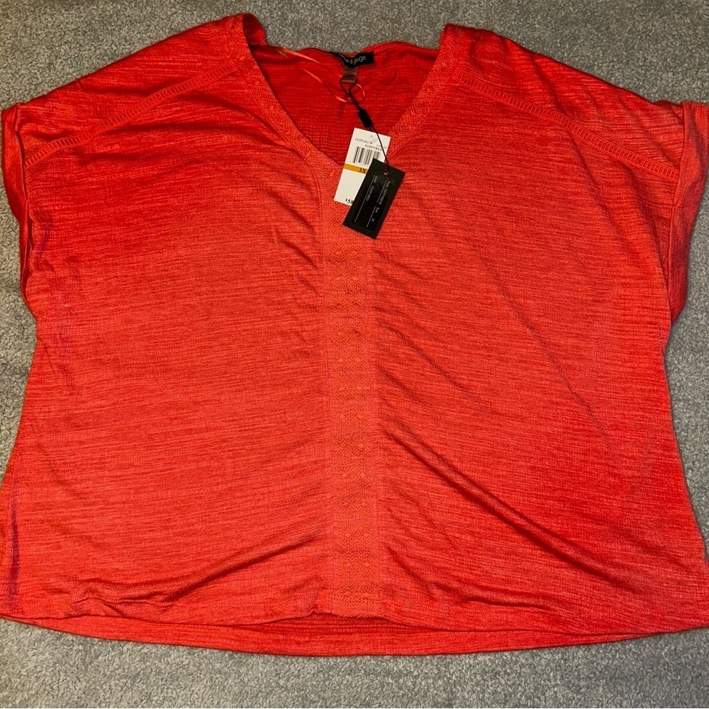 Cable & Gauge orange V-Neck Blouse size 3X